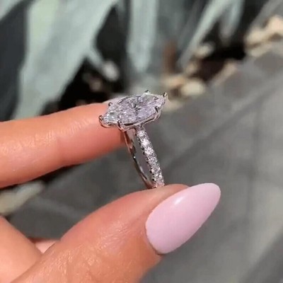 Carat Marquise Cut Moissanite Engagement Ring, 10k White Gold