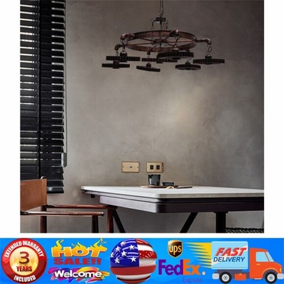 Rustic Steampunk Gear Chain Chandelier Light Metal Pendant Ceiling Fixture Lamp~