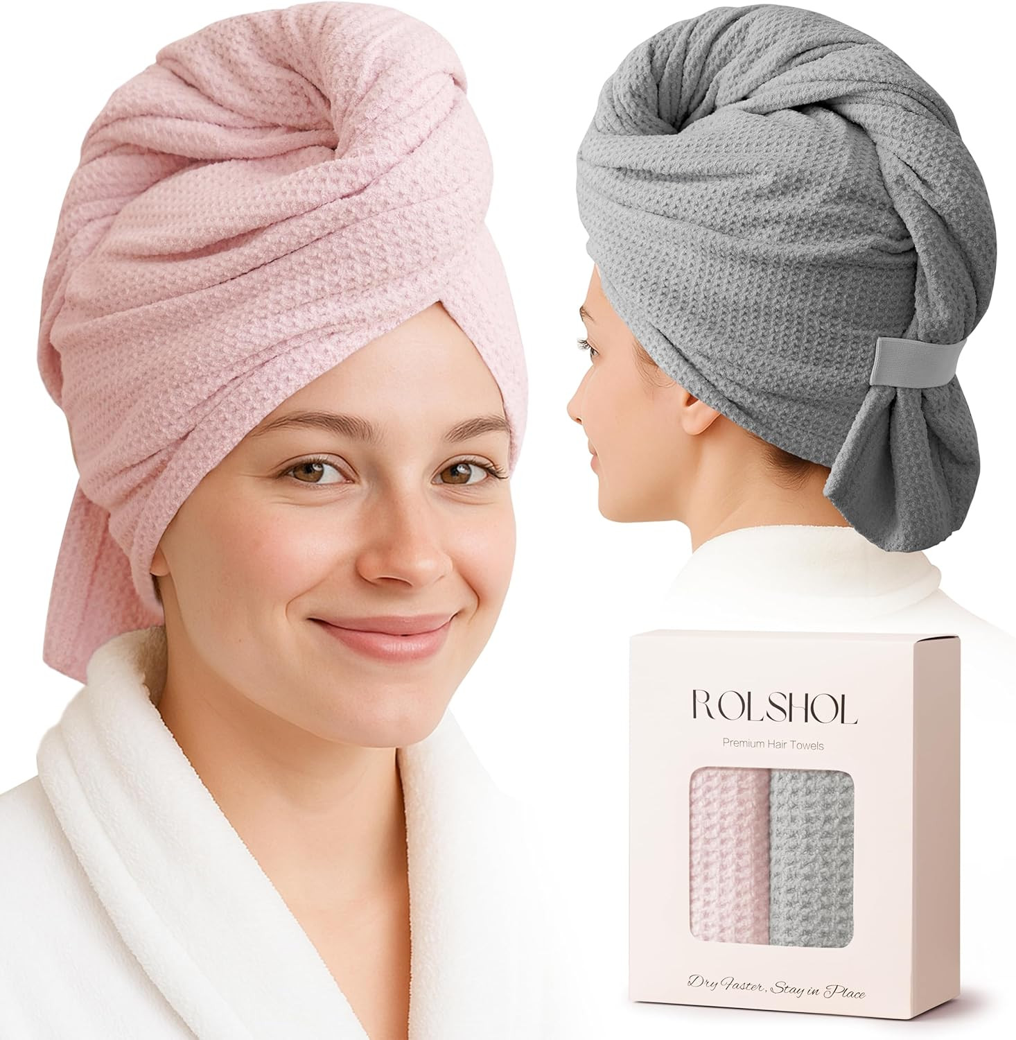 Wrap For Women 32" X 11" Waffle Weave Hair Plopping