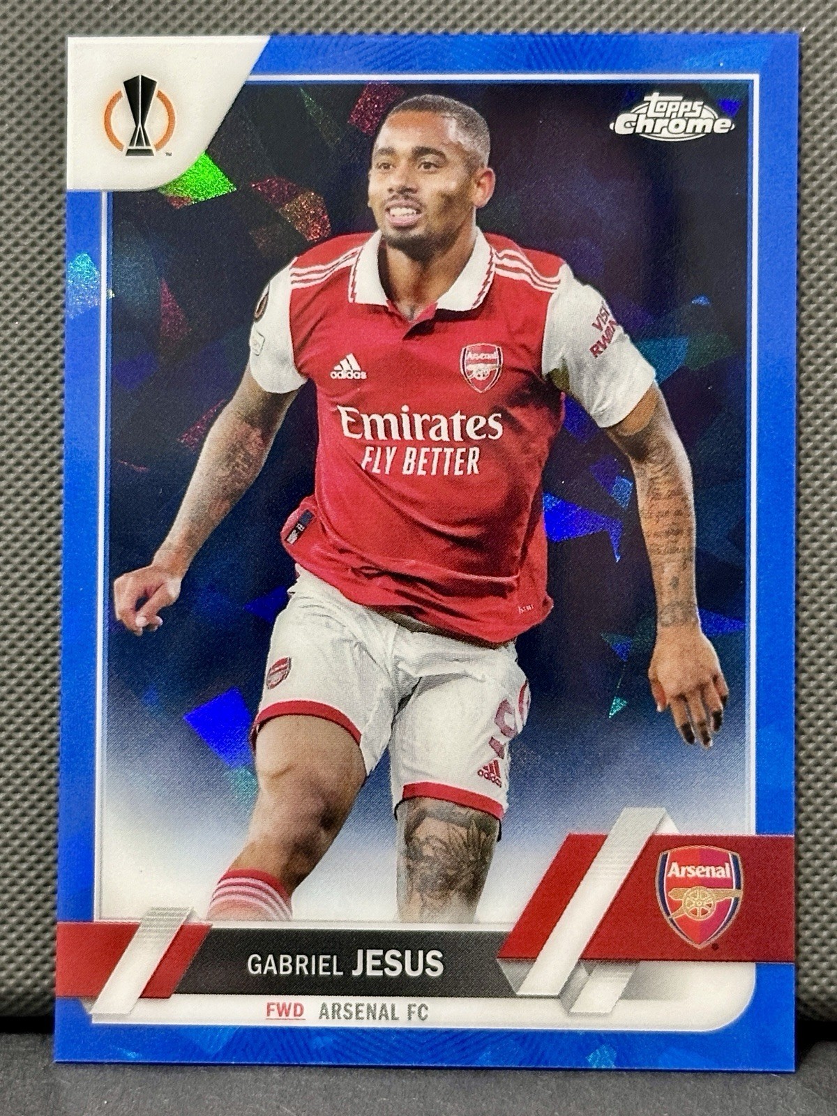 Gabriel Jesus 2022-23 Topps Chrome Sapphire UEFA Soccer #38 Arsenal FC Brazil NM view 1