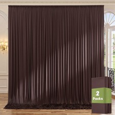 2 Panels 10x8ft Brown Backdrop Curtain Wrinkle Free Thick Polyester Drapes