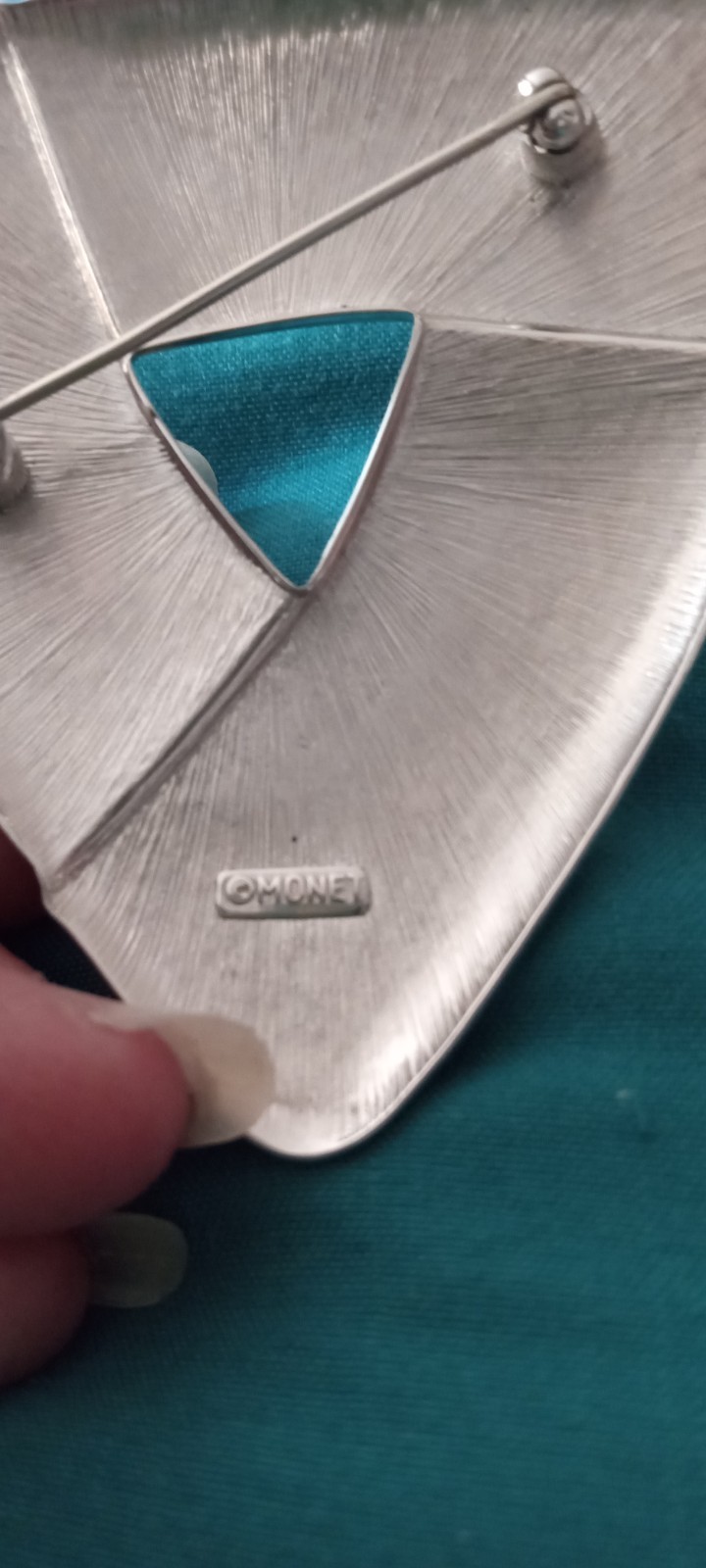 Monet Silver color Triangular shape Brooch. 2 1/2… - image 4