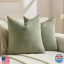 FUTEI Sage Green Chenille Decorative Throw Pillow Covers 20x20 Inch Set of 2,Sof