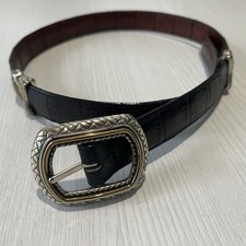 Brighton Collection Croc Embossed Women's Leather Reversible Belt Ornate S/28