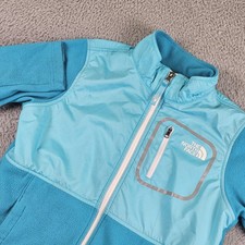 The North Face Jacket Girls 14/16 Blue Fleece Full Zip Reflective Chest Pocket