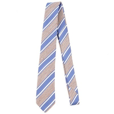 Luigi Borrelli Napoli Narrow 2 3/8'' Sky Blue-Light Brown Stripe Silk Tie New