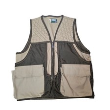Vintage Saf-T-Bak Mens L Hunting Fishing Utility Vest Made USA Tan Brown