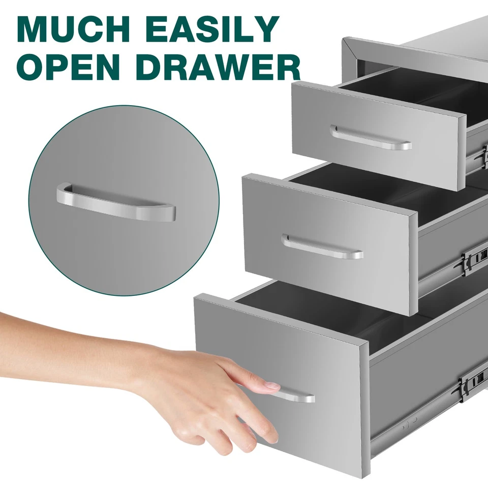 Outdoor BBQ three drawers cabinet triple Stainless steel Kitchen Cabinet ctg5 - Image 4 of 4