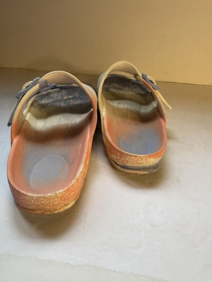 Sandalias Birkenstock Mujer Talla 5-5.5EU 36 EVA Hechas en Alemania Rosa Azul Foto 3 de 4