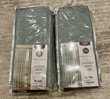 Just Home Set Of 2 Mineral Green Sheer Panel Pocket Curtain 51" W x 84" L - NEW
