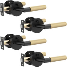 Matte Black Gold Door Lever Handle Set - Keyless Privacy, Anti-Slip Grip