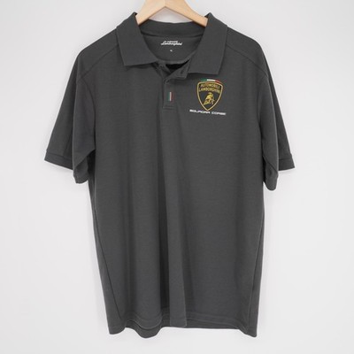 Automobili Lamborghini Squadra Corse Polo Shirt Mens XL Gray Logo Patch Racing
