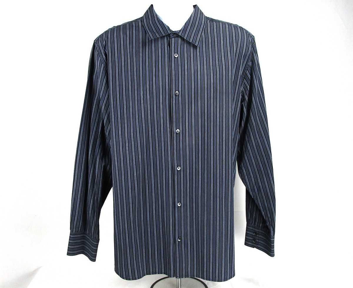 calvin klein striped dress shirt Calvin Klein Men's XL Striped Long Sleeve Dress Shirt Business Casual  Apparel