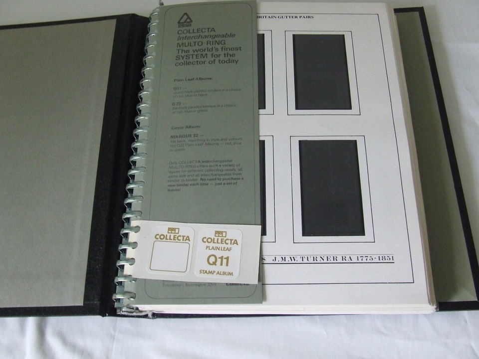 COLLECTA Q11 BLACK 22RING STAMP ALBUM & GB GUTTER PAIRS PAGES 197586