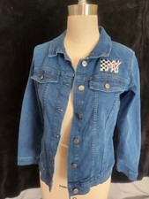 Denim Jacket Retro Style MTV Logo Youth 14-16 Button-up