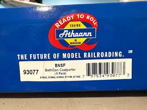 Athearn HO #93077 BNSF Swoosh Logo Bethgon Coalporter 5-Pack, Brown/Silver - Picture 2 of 2