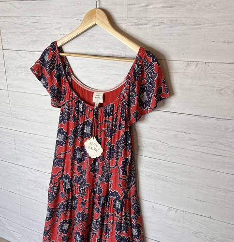 Knox Rose Kleid Damen Gr. Medium Rebel rot Blumen Rüschenärmel Maxi Cottagecore - Bild 4 von 16