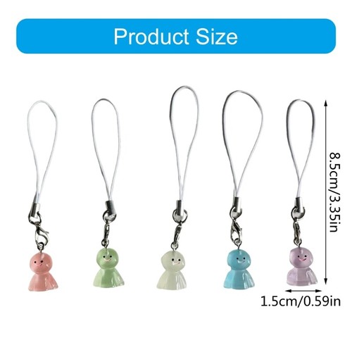 Charm Resin Dolls Phone Straps 5 Pieces Set Portable Fashion Accessories - Zdjęcie 8 z 8