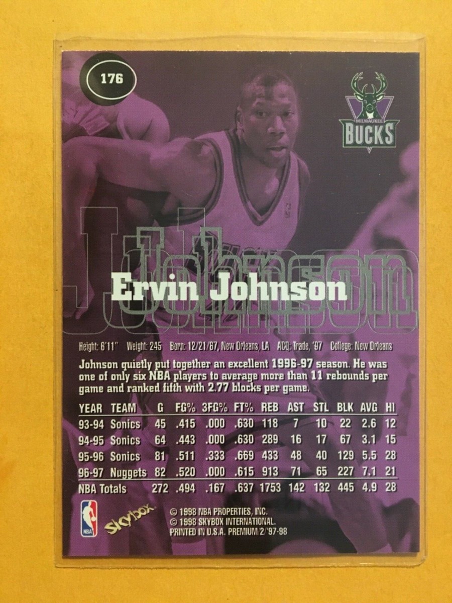 1997-98 SkyBox Premium Bucks Ervin Johnson Basketball Card #176 NM