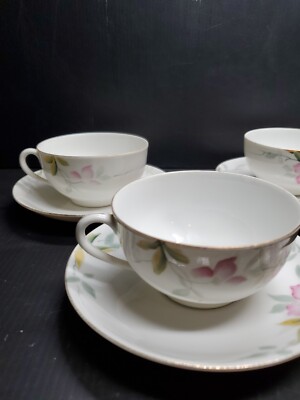 6 Sets Noritake Azalea 19322 Pink Floral Gold Trim Fine China