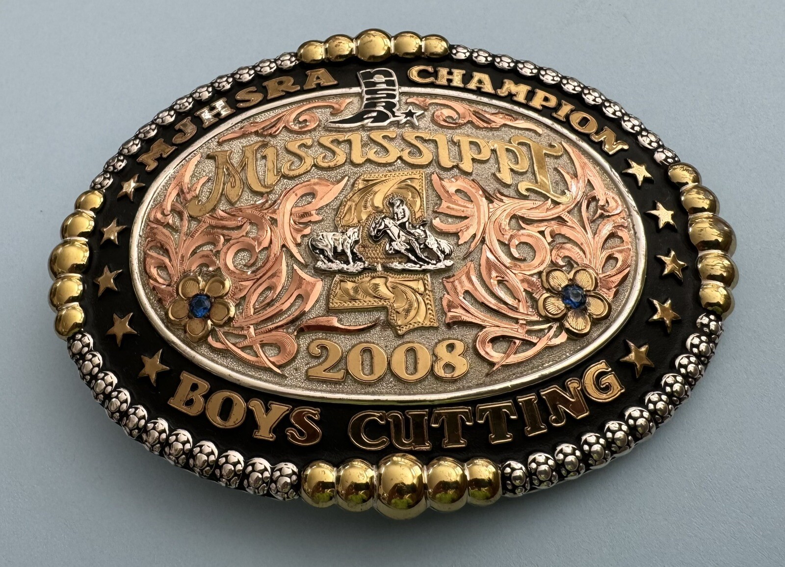 Vintage 2008 Mississippi MJHSRA Boys Cutting Champion Gist Trophy Belt Buckle