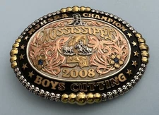 Vintage 2008 Mississippi MJHSRA Boys Cutting Champion Gist Trophy Belt Buckle