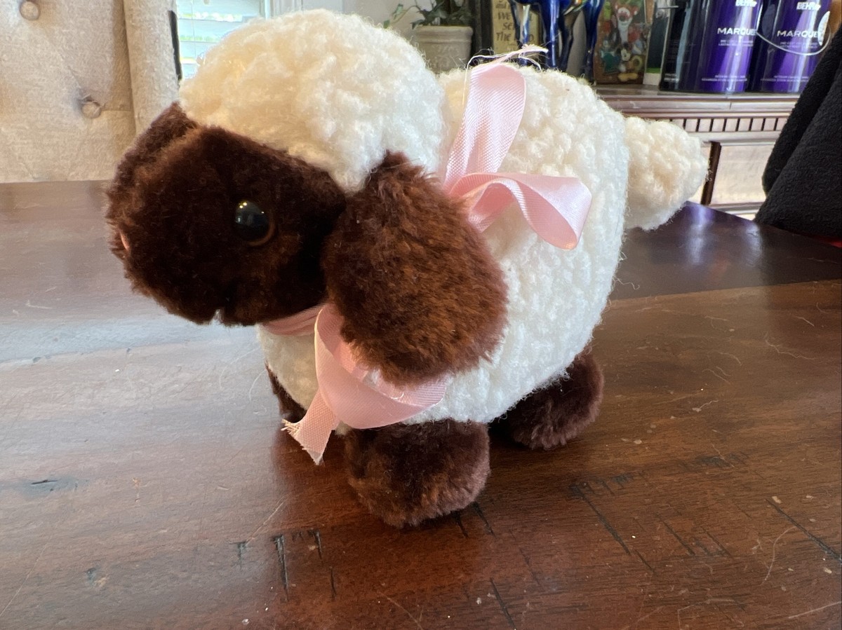  Lollie Lamb ひつじ 廃盤 Vintage 1980's Russ Berrie LAMMY 7” Plush Sheep Lamb #130 w Pink