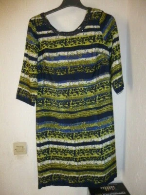 PER UNA ROBE NEUF SATINE VERT BLEU AVEC PERLES 38 - Photo 1/4