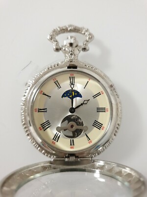 Mechanische Skelett  Skeleton Taschenuhr Pocket Watch Läuft 3-12