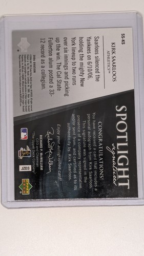 2006 Upper Deck Ovation Spotlight Signatures Kirk Saarloos SS-KS - Bild 2 von 2