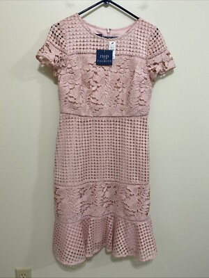RSVP by Talbots NWT 4p Lace Lined Pink Short Sleeve Dress Polyester