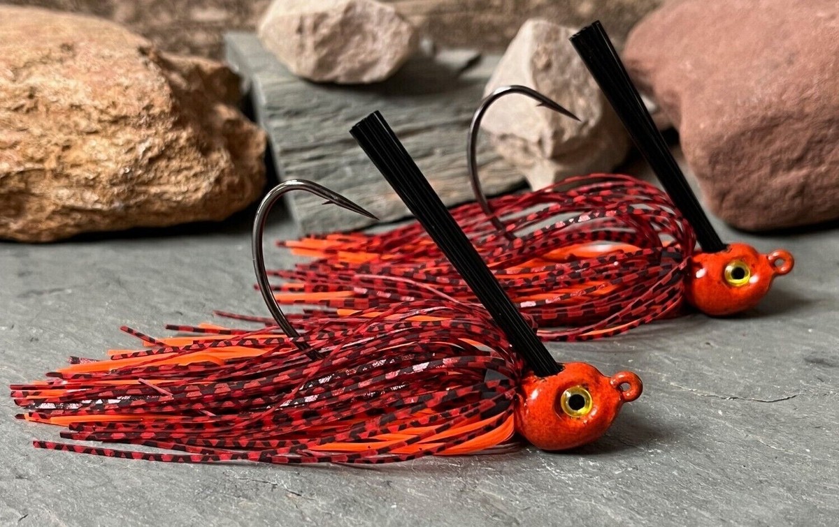 Swim Jig Poison Tail Weedless Bass Fishing Lure Fire Craw Shad