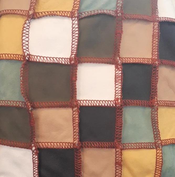 Vintage WITH multi-colour leather patchwork unstr… - image 4