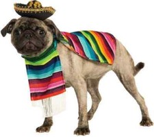 Poncho Mexican Serape Wrap Striped Fancy Dress Halloween Pet Dog Cat Costume
