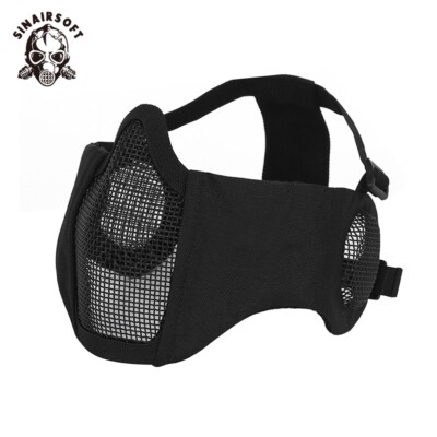 Yzpacc Airsoft Half Face Mask with Glasses Hat Set Tactical Masks Full Face Ear Protective Baseball Cap for CS Halloween and Cosplay Game (D