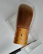 NEW Cosmetic Kabuki Brush w/free lip brush-Soft/brown Synthetic Fiber
