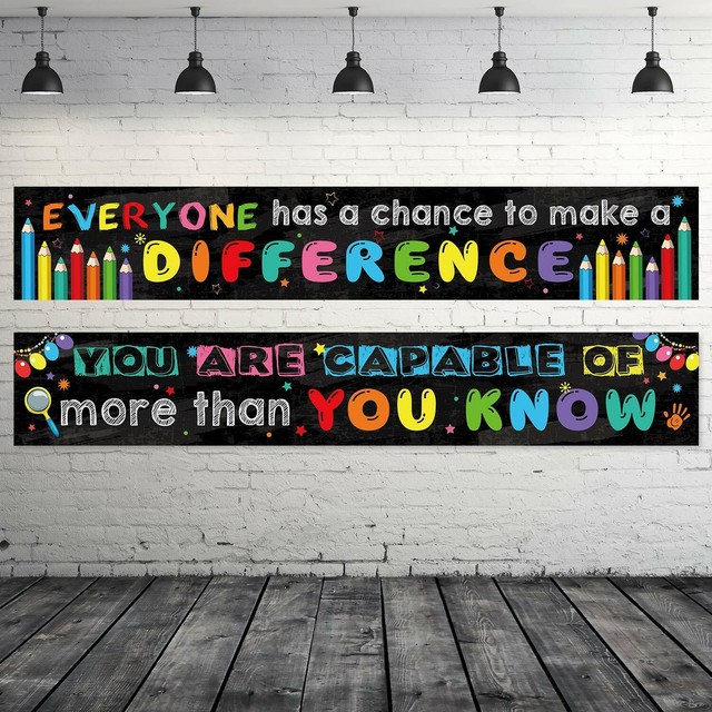 2 Pack Motivational Classroom Banner Poster Positive Banner