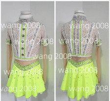 Figure Skating Dress Ice Skating Dress Competition Fashion yellow handmade