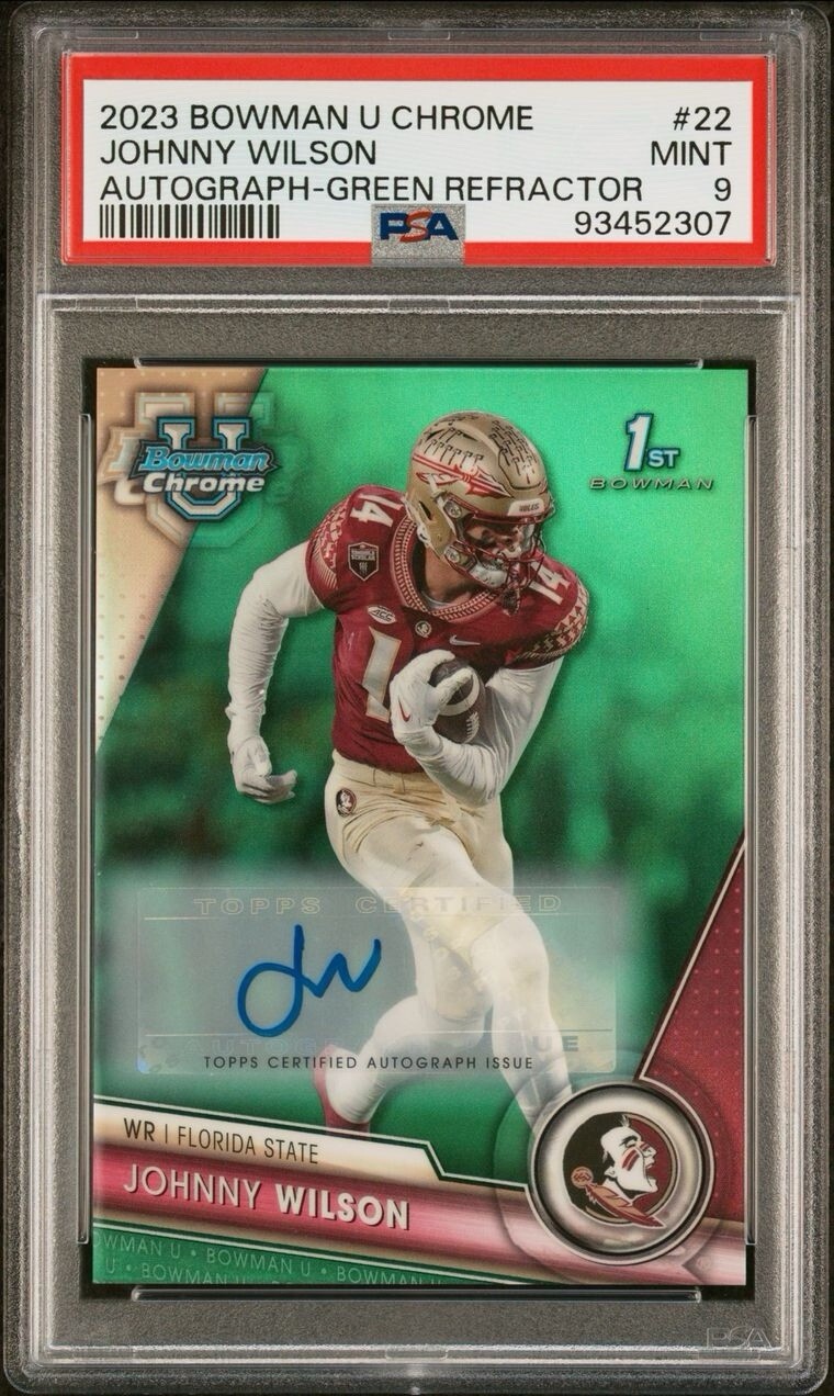 2023 Bowman U Chrome - #22 Johnny Wilson  Auto (RC) Green Refractor 57/99 PSA 9