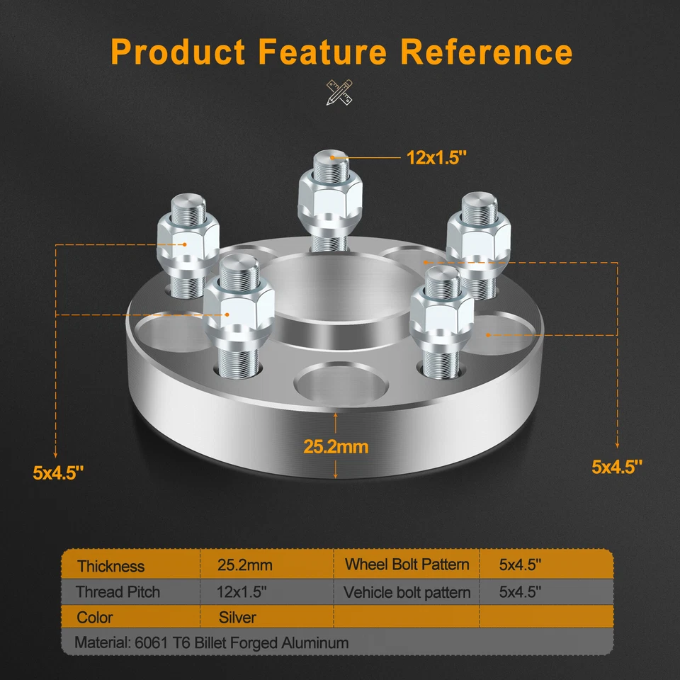 Espaciadores de rueda para Ford Fusion Kia Sportage 2006-2012 2 piezas 25 mm 5x114,3 12x1,5 Foto 4 de 4