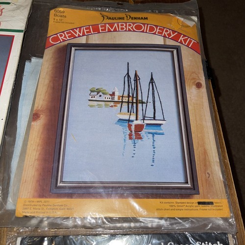 X4 Vintage Cross Stitch Sunset Janlynn Bucilla Denham Bear Disney Giraffe Boat - Picture 4 of 10