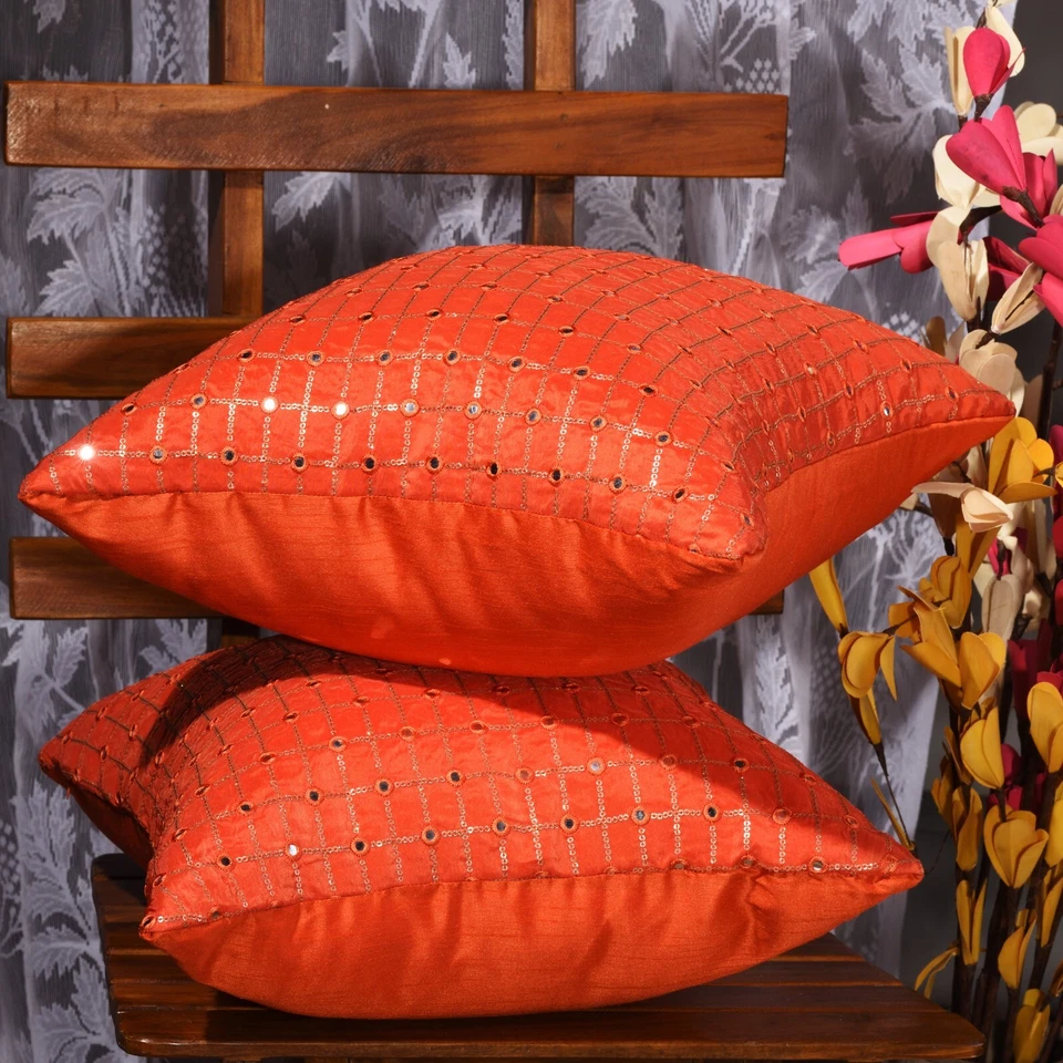 Decorative silk pillow cover 16x16 18x18 20x20 throw pillow for sofa living room - Image 3 of 4