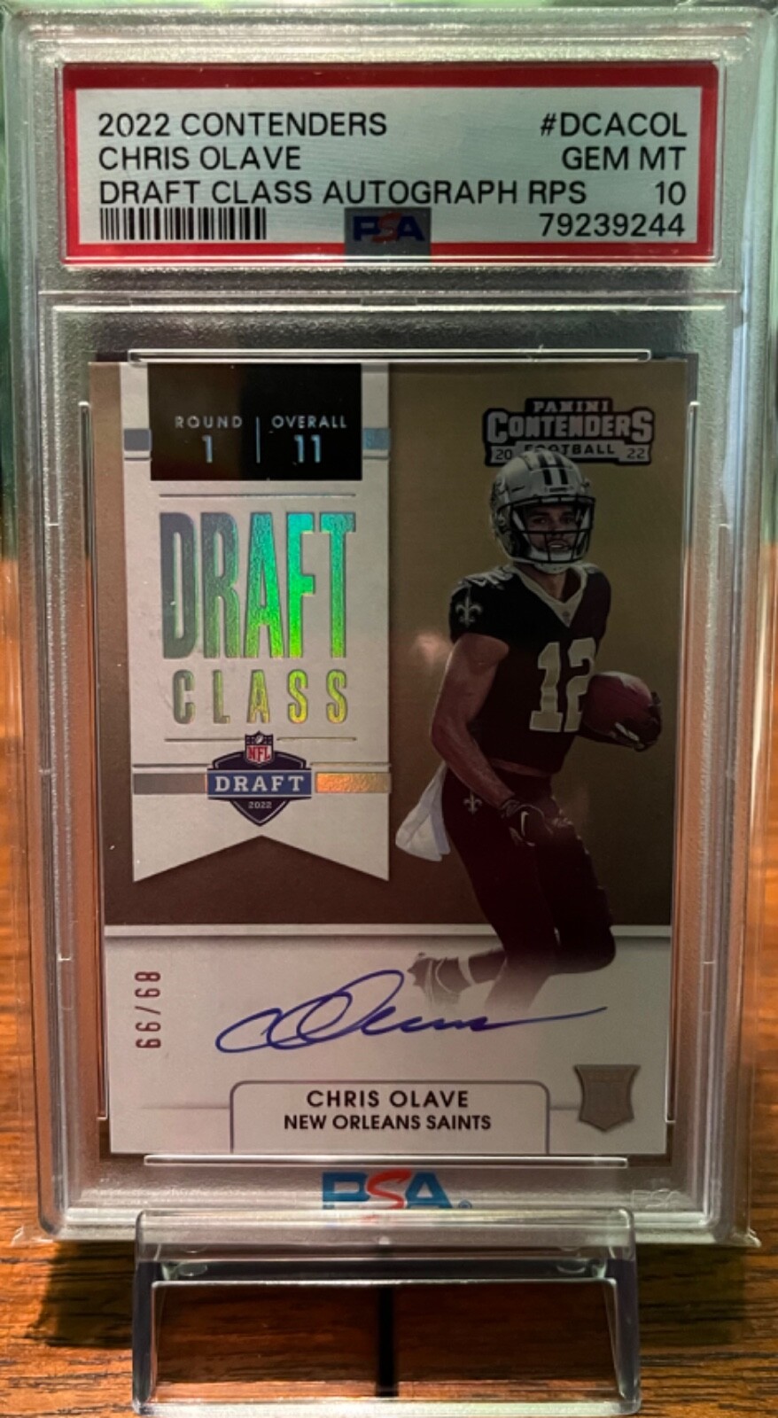2022 Panini Contenders Draft Class Auto Chris Olave 89/99 RC - PSA 10 LOW POP