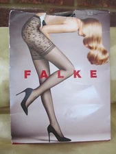 Falke Bonton 20 Denier Black Tights Medium / Large Patterned Mesh Garter Effect