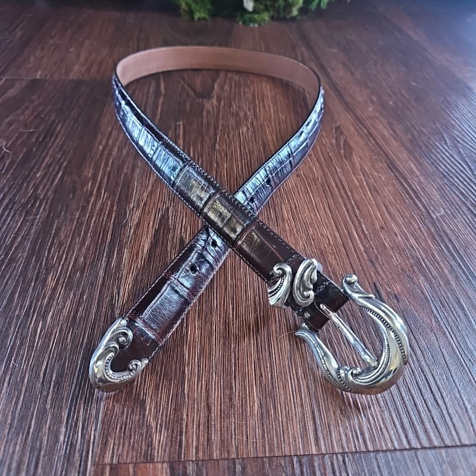 Cinturón Coldwater Creek Para Mujer Talla M Marrón Vaquero Occidental Estampado Animal Hebilla EE. UU. Foto 2 de 4