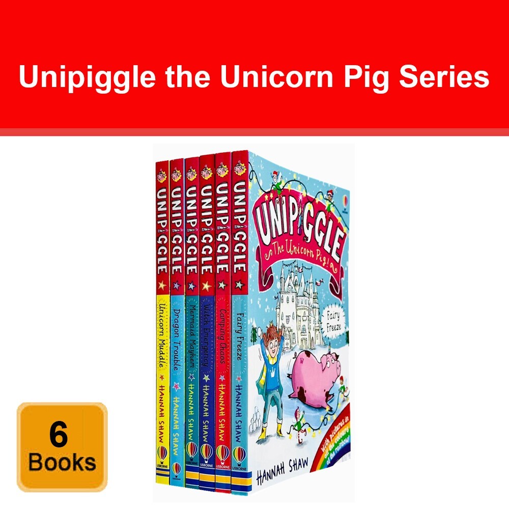 Unipiggle the Unicorn Pig Series 6 Books Collection Set by Hannah Shaw NEW Pack