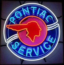 Pontiac Service Sports Car Vehicle Dealer Garage 24x24 Neon Sign Light Open