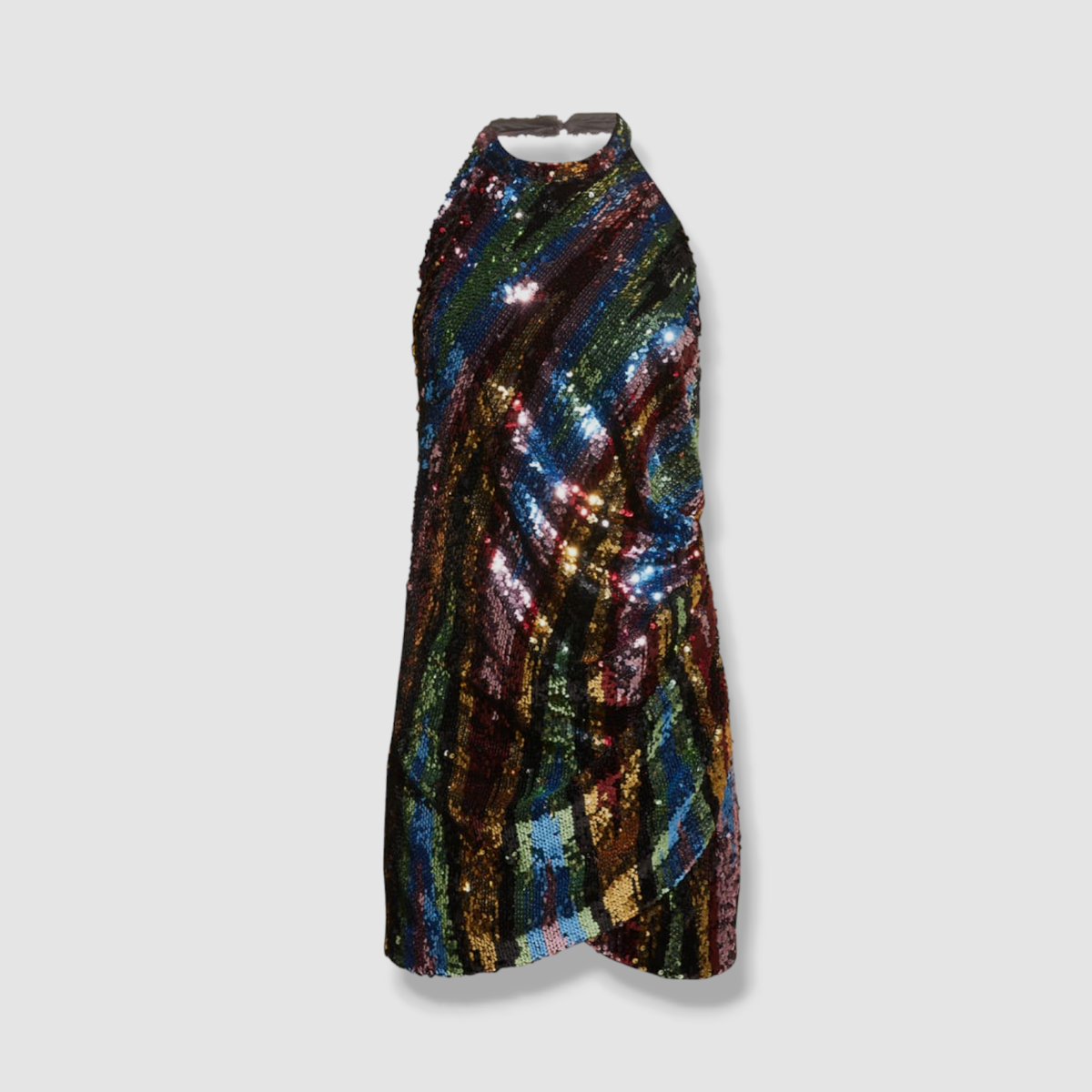 $698 Ronny Kobo Women's Black Jo Low-Cut Sequin Halter Mini Dress Size 10