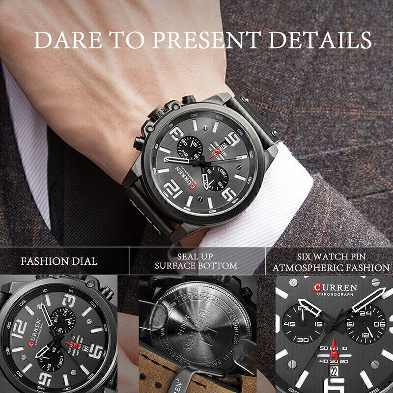 Men's Waterproof Chronograph Business Casual Analog Quartz Watch with Calendar  