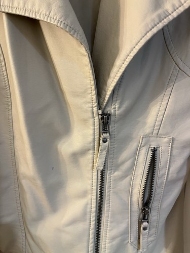 Max Studio Womens Med Tan Faux Leather Zip Pockets & Sleeve Lined Moto Jacket - Picture 4 of 8